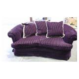 Fabulous purple velour loveseat with 3 pillows,