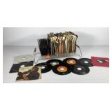 Records, mid century teak handle record rack