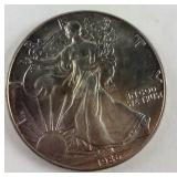 1986 1oz fine silver one dollar coin