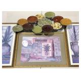 Wall art, three framed decor prints 36x30 and