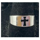Sterling silver cross cutout ring size 9