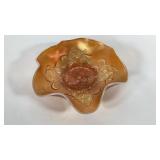 Carnival glass bells and beads design 7 inch bowl