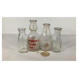 Four milk bottles, Patapsco, Aristocrat, Green