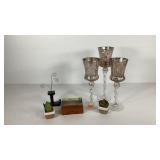 Decor group, souvenir box, three glass