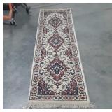 Hallway runner rug with fringed ends, 24" × 95"