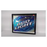 Bud Light mirrored sign, framed 33 x 27