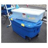 2 Storage Containers, Rubbermaid 65qt, and bigger