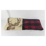 Two blankets, deer and red and black plaid