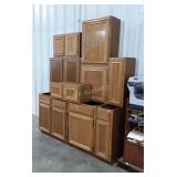 Oak Kitchen Cabinets. 9 total, 3 base cabinets