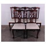 Five dining chairs, ball and talon carved feet,