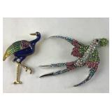 Two multi Austrian crystal enameled brooches,