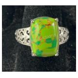 Green Mohave size 7 ring platinum over copper