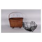 Footed basket with handle and a hanging planter