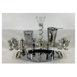 Bar ware, cocktail shakers, shot glasses, jigger,