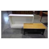 Shelving unit and coffee table with faux drawer