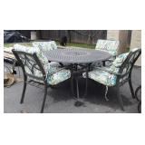 5pc Outdoor Table Set, aluminum framed having 4