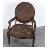 Accent Chair, carved frame, Round backrest,
