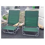 Pair of Beach Chairs, Cup holder cut outs in wood