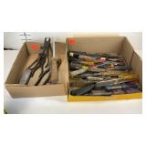 Two boxes of tools, screwdrivers, files, etc