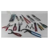Tools, assortment of snips, pliers, and wrenches
