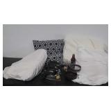 Housewares, pillows, two irons (one works), Miss