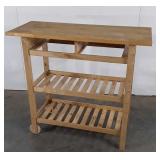 Kitchen Island Cart, top butcher Block type shelf