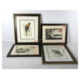 Wall decor, two pair framed and matted prints,