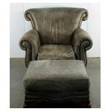 Thomasville leather arm chair and ottoman