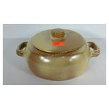 Frankoma Pottery bean pot and lid, 11", crazing