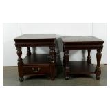 Complimentary end tables, similar design