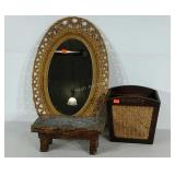 Home decor group, mirror, foot stool, waste