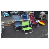 Beach Accessories lot, Umbrella and 4 Chairs