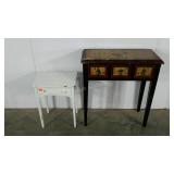 Two accent tables, white single drawer is 21"