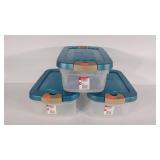 Three Rubbermaid Latchables 12 quart plastic
