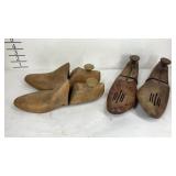 Two pairs of cobblers wooden shoe forms