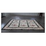 Room Rug, Floral Border and Block Design,
