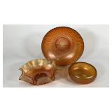 Carnival glass, three marigold bowls, 5, 8 and 9