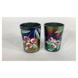 Carnival glass, two Northwood painted cherry