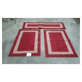 Three piece throw rug set. Rubber backed. Two are
