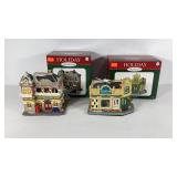 Two holiday inspiration lighted village houses,
