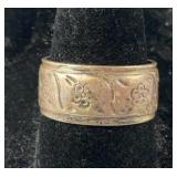 Flower Design Wide Band 6.85 grams Sterling