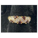Garnet Gold Plated ring  size 7