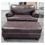 Loveseat with Matching Ottoman, Brown Vegan
