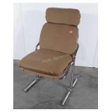 Chair, mid century styling, tan Microfiber