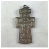 Cross Pendant in foreign language silvertone