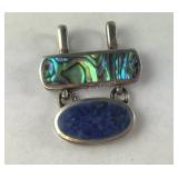 Abalone & Lapis Slide Pendant 7.7 grams Sterling