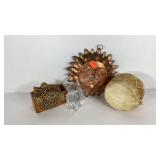 Decor group, copper sun, small drum, coasters and