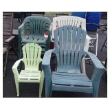 Group of 8 total Outdoor plastic Chairs, well