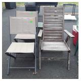 Group of 3 Outdoor Chairs, Folding Redwood type