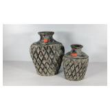 Two terra-cotta vases, few chips as shown, stand